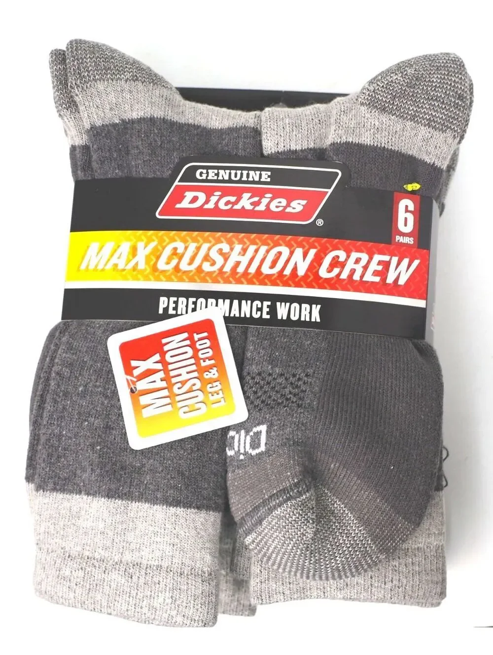 Dickies Max Cushion Crew Performance Work Socks 6 Pairs Size 6-12